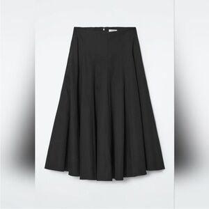 COS voluminous a-line cotton midi skirt, black, size 6